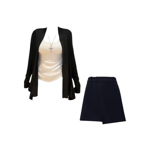 MARIE·COCO Черный кардиган + топ + юбка женские комплекты с юбкой