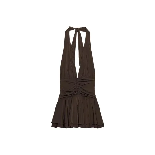 ZARA Темно-коричневый женский слип-платье