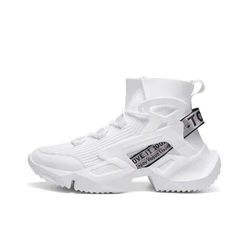 Sharp Engraving Нижняя юбка Резистентная Устойчивая к истиранию Дышащий Высокий Топ Толстоподошвенные кроссовки Унисекс Белый