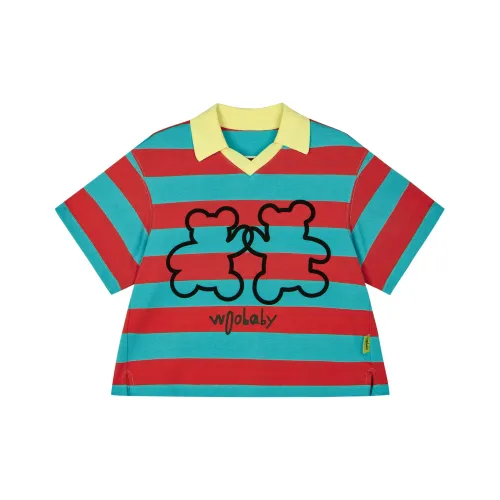 Woobaby T-рубашка PAT Медведь Синий Полосы Дети Возраст 3-7 лет