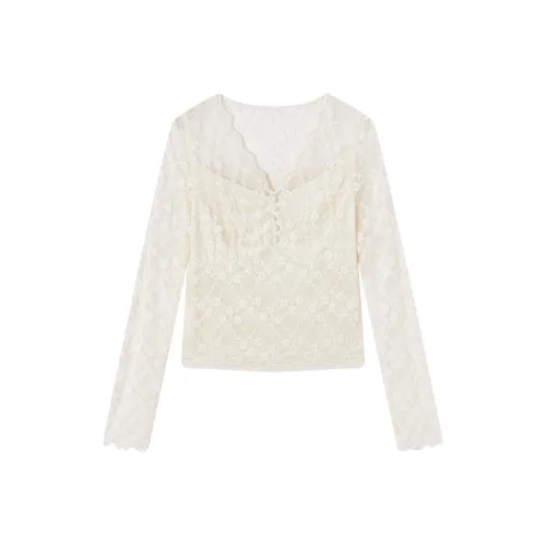 XIANGYING Экрю Женские Рубашки