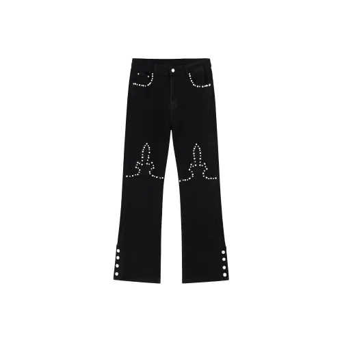 XINYINSU x P D Черные Унисекс Джинсы