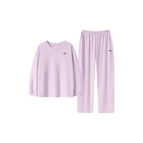 Mulinsen [Длинный рукав Топ+Штаны] Фиолетовый Женские Пижамные Комплекты