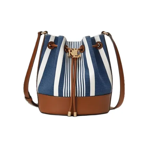 Сумка Ralph Lauren из холста ведрообразная сумка сумка через плечо среднего размера женская синяя