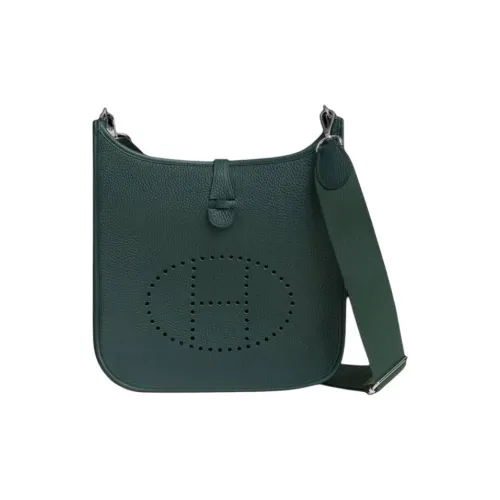 HERMES Evelyne Clemence Bullock Кожа Сумка на плечо Женская 6O Vert Cypres Сосновый зеленый Кипарисовый зеленый