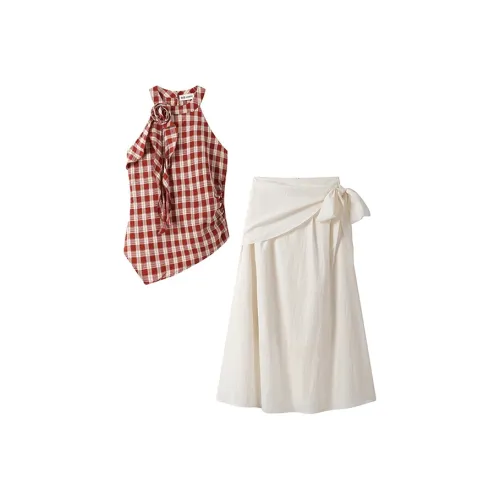 MARIE·COCO Красный топ + юбка Женские комплекты с юбкой