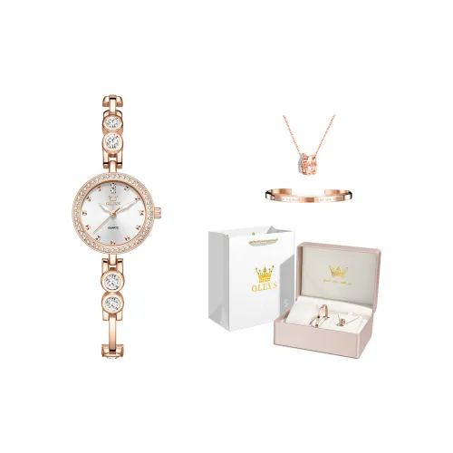 OLEVS Star Series Кварцевый механизм ремешок из нержавеющей стали женские часы белый циферблат