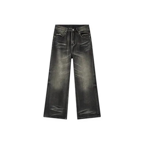 JFU Черный Серый Мужские Джинсы