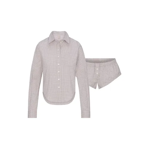 SKIMS Хлопковый поплин Микро Короткий Сон Комплект Пижамный комплект Женские