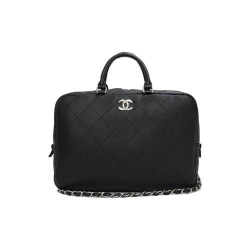 CHANEL Телячья кожа Bowling Bag Сумка Женская Черная