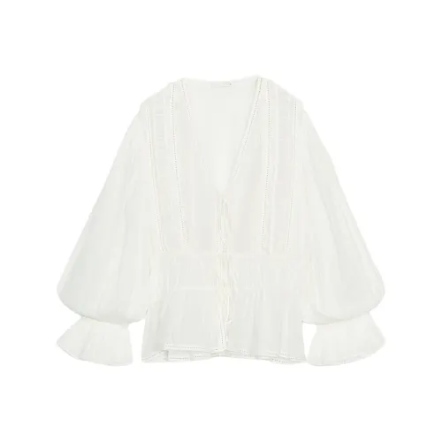 ZARA ZW Series Морозный Белый Женские Рубашки