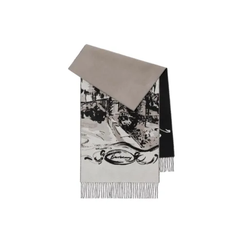 Burberry Шарф Из Кашемира С Принтом Castle Прямоугольная Форма Бахрома Жаккардовый Логотип Burberry