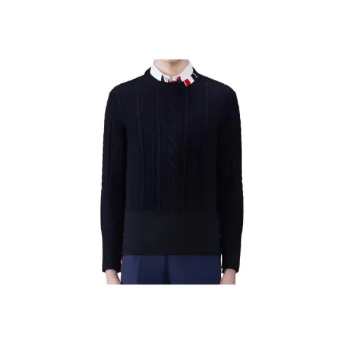 THOM BROWNE· Шерсть Relaxed Cable Пуловер Свитер Мужской Морской синий