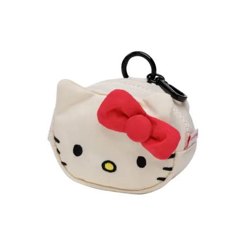 Sanrio Baggu Collaboration Nylon Charm Coin Purse Women's Ecru