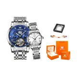 Натуральный синий циферблат + натуральный белый циферблат парные часы