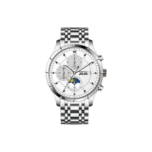 NATURALLYJOJO Наручные часы Кварцевый механизм Ремешок из нержавеющей стали Белый циферблат Мужские часы