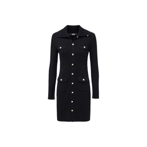 KARL LAGERFELD FW25 Длинное платье с длинными рукавами женское