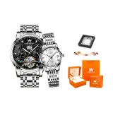 Натуральный черный циферблат + натуральный белый циферблат парные часы