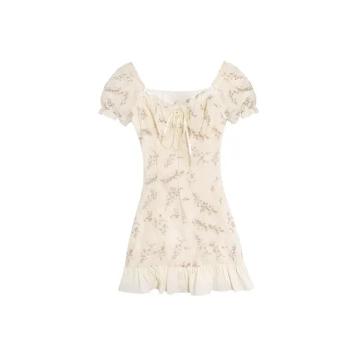 Nathania Абрикос Женские Короткие Платья с Короткими Рукавами