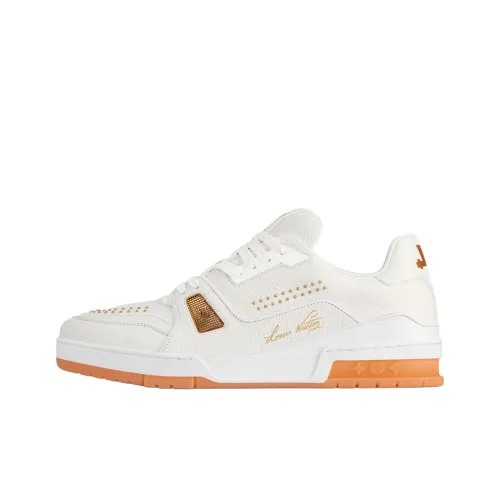 LOUIS VUITTON Тренер Low Топ Скейтборд Кроссовки Мужские Белый Оранжевый
