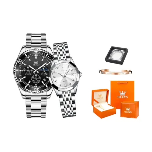 OLEVS Кварцевый механизм ремешок из нержавеющей стали унисекс черный циферблат
