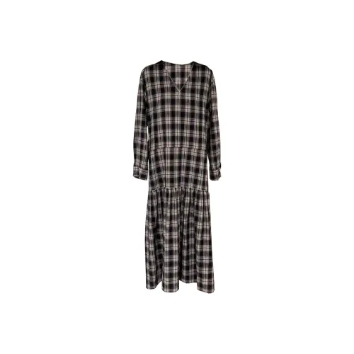SYEEE WITH U Клетчатый Женские Длинные Платья с Длинными Рукавами