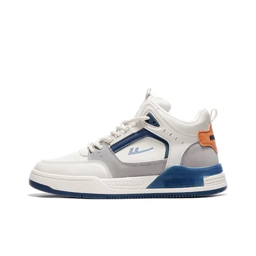 Warrior Износостойкий Легкий Дышащий и Без нижнего слоя. Высокий топ Скейтборд Кроссовки Мужские Бежево-синие