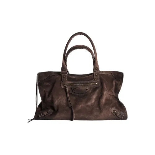 Balenciaga Le City Suede Calfskin One Shoulder Bag Men's Dark Coffee Color