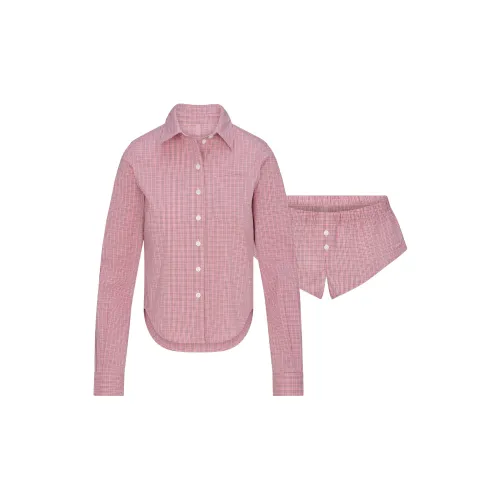 SKIMS FW25 Хлопковый поплин Микро Короткий Сон Комплект Пижамный комплект Женские