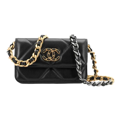CHANEL Lambskin Evening Party Coin Wallet Crossbody Mini Women's Black