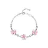 Счастливый браслет с четырехлистным клевером - розовый