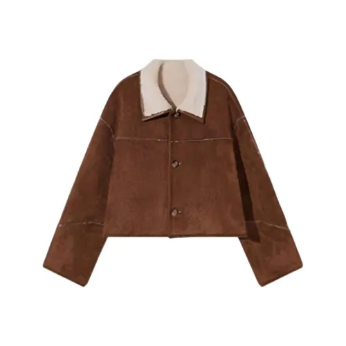 TSKIU Коричневый Женские Бархатные Куртки