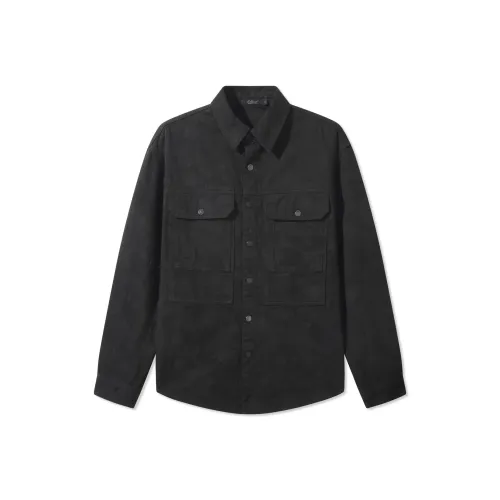 Cabbeen Loose Fit/Solid Color Угольный Черный 01 Мужские Рубашки