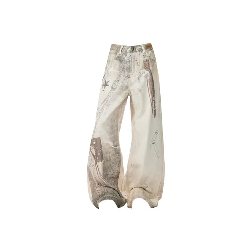 JASONWOOD Цифровой Принт Цвет Унисекс Джинсы