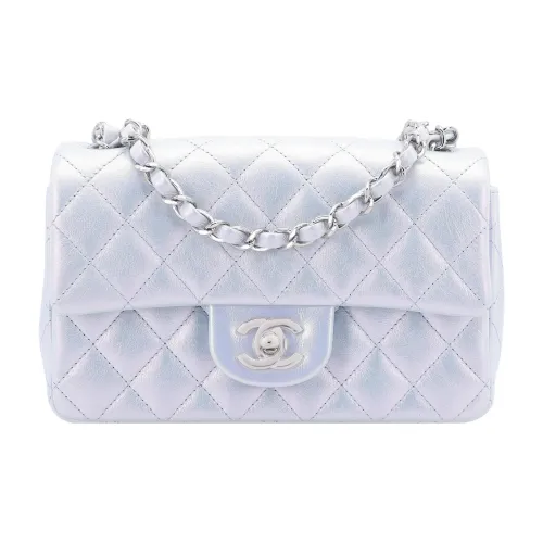 CHANEL Телячья кожа Сумка через плечо Мини Женская Радужный синий