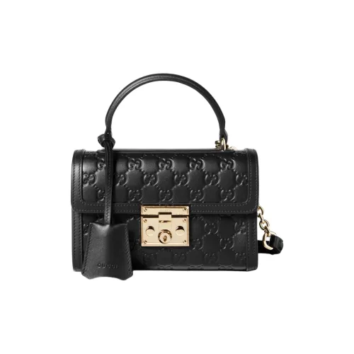 GUCCI Навесной замок кожа одно плечо сумка маленький женский черный