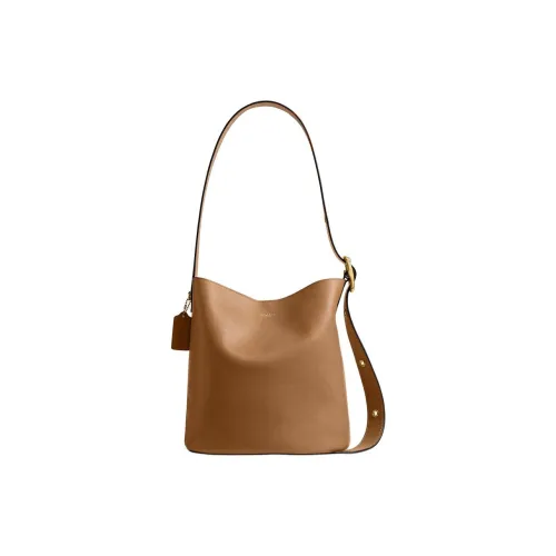 COACH Bleecker GRAIN LEATHER Ведрообразная сумка сумка через плечо большая женская Honeys коричневый