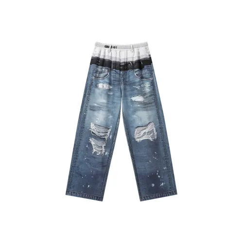 GENANX Джинсовые синие унисекс повседневные штаны