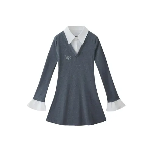 Mu Qingqing Длинное платье с длинными рукавами женское