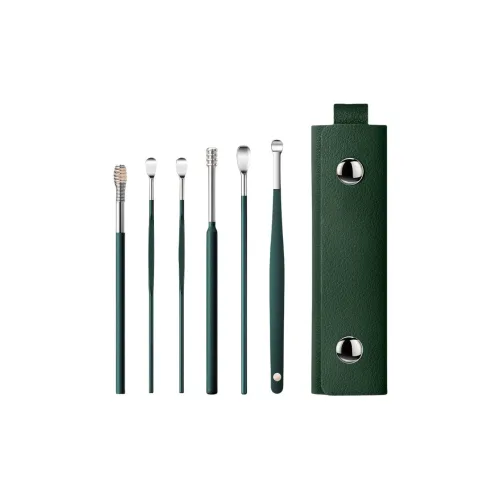 Oeiez Набор ложек для ушей Kit с шестью ШАМИ инструмент для чистки ушей нержавеющая сталь портативные ложки для ушей с чехлом для переноски макияж