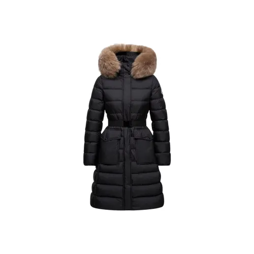 Moncler Khloesse С капюшоном овчина длинное пуховик женский