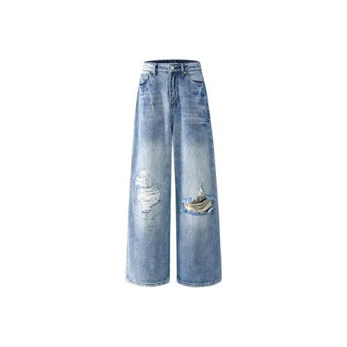 KAZHALIN Выстиранные синие женские джинсы