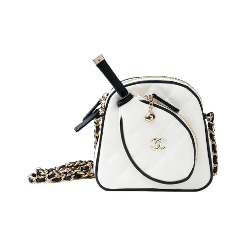 CHANEL Хлопок холст телячья кожа холщовая сумка через плечо клатч женский белый