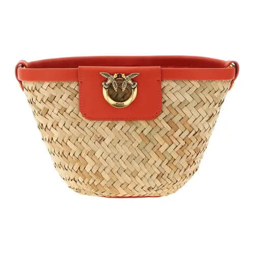 PINKO Love Series Рафия Сумка через плечо Сумка на плечо Женская Бежевая и Оранжевая