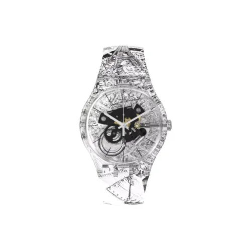 Swatch Quartz Механизм Унисекс Часы 41 мм С циферблатом Skeleton Пластиковый корпус Часы Пластиковый ремешок