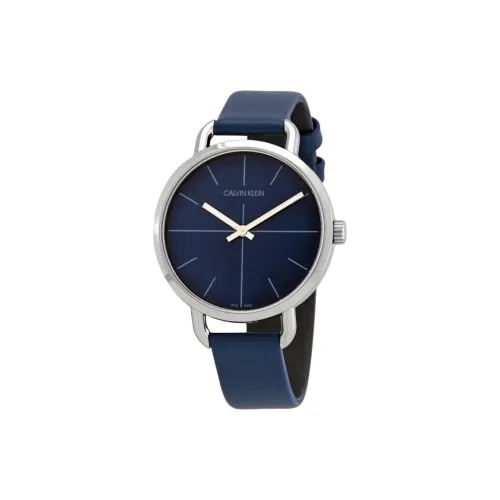 CALVIN KLEIN Women's Watch Кварцевый механизм Кожаный ремешок 36 мм Синий циферблат