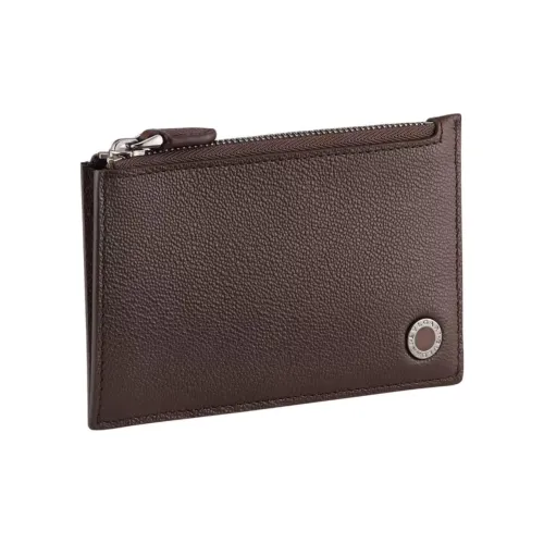 BVLGARI Телячья кожа Держатель для карт Мужской Коричневый