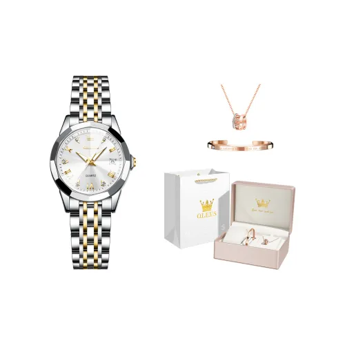 OLEVS Кварцевый механизм нержавеющая сталь ремешок часы женские белый циферблат