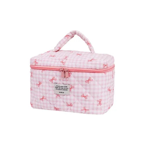GEANNUO Клетчатый Бант Милый Косметичка с Большой Емкостью Premium Storage для Женских Туалетных принадлежностей