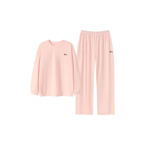 Mulinsen [Длинный рукав Топ+Штаны] Розовый Женские Пижамные Комплекты